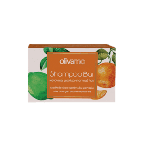OLIVAMO Shampoo Bar for Normal Hair - Olive oil, Argan Oil, Lime and Mandarine 125g cardboard box