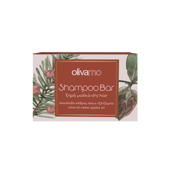 OLIVAMO Shampoo Bar for Dry Hair - Olive oil, Cedar, Jojoba Oil 125g cardboard box